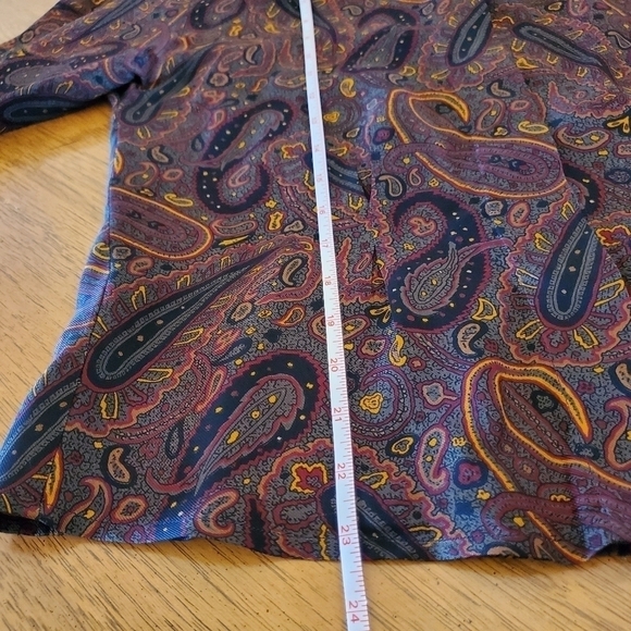 Jones New York Brown Paisley Long Sleeve Button Down Sz 2 Blouse - Picture 8 of 9